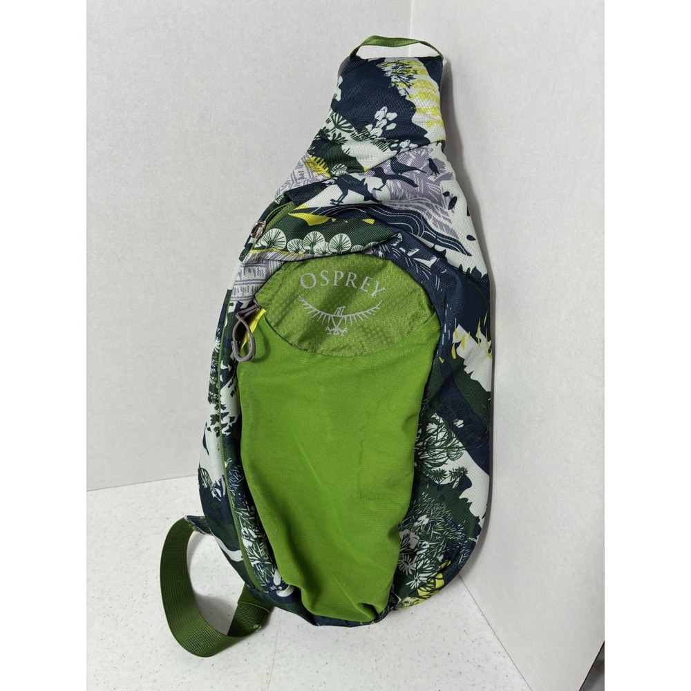 OSPREY Green Patterned Sling Pack with Lime Front Panel Osprey sling bag